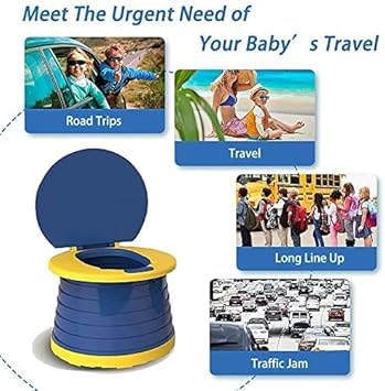 portable, foldable potty seat for toddler, Training Toilet Seat Emergency Toilet for Car, Camping, Outdoor, indoor (blue, small)