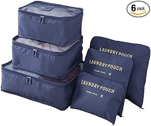Portable Packing Cubes - Perfect Luggage Organizer Bags, Packing Cubes for Suitcases, Compression Packing Cubes, Travel Bags Organizer for Luggage, Luxurious Travel Cubes, Navy