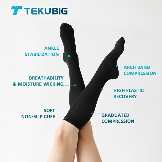 3 Pairs Medical Women Men Compression Socks Knee High 20-30 mmhg Graduated Stocking Support Hose Cute for Running Travel