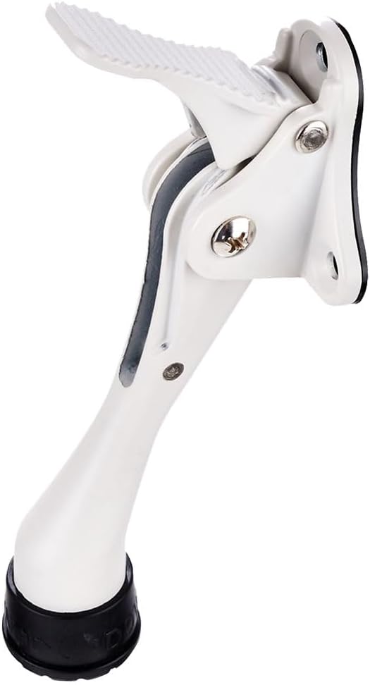 One Touch Kickdown Door Stopper, Door Holder, Heavy Duty Door Stops, Bottom of Door, Height-Adjustable Rubber Tips by HASHI (White 4 inch x 1pack)