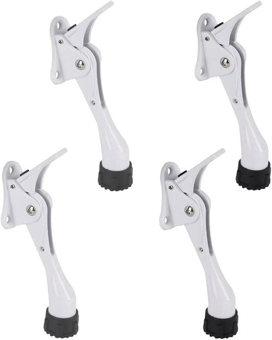Kickdown Door Stopper 4 Inches - 4 Packs One Touch Adjustable Height Door Stop for The Bottom of Door The Bottom of Door Aluminum Alloy Metal Door Stopper with Rubber Tip White