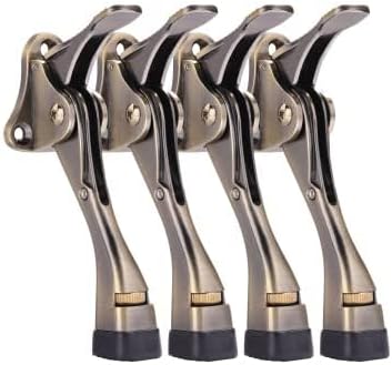 Gotega Door Stopper, 4 Packs Kickdown Door Stop with One Touch Adjustable Height and Rubber Tip 4 Inches, Heavy Duty Door Stops, Door Holder, Bottom of Door - Antique Bronze