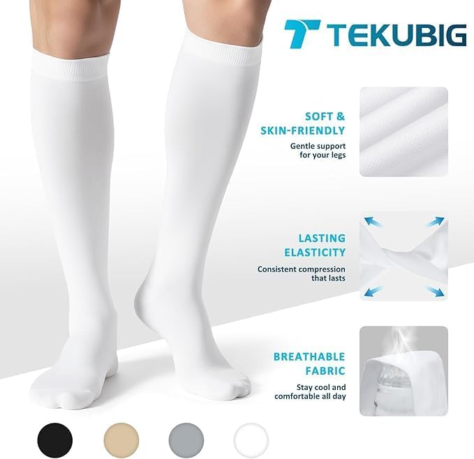 3 Pairs Medical Women Men Compression Socks Knee High 20-30 mmhg Graduated Stocking Support Hose Cute for Running Travel