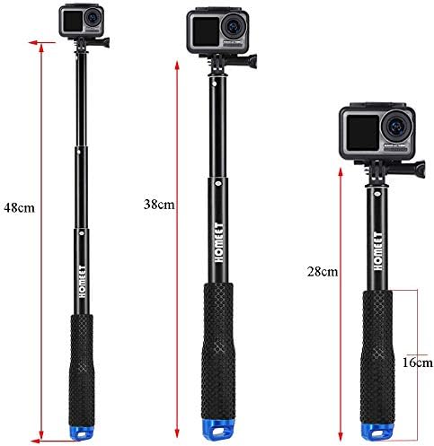 Extendable Action Camera Selfie Stick, 19" Sports Cameras Selfie Stick Pole Waterproof Telescoping Pole Monopod for DJI OSMO, AKASO, SJCAM, YI, Victure, Qumox, Crosstour