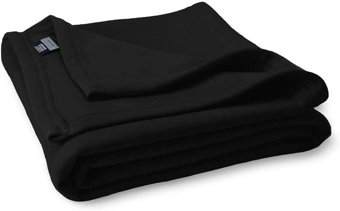 MV Sport Lightweight Sweatshirt Blanket Throw � Warm & Cozy, Breathable Oversized Fleece Knit, Couch, Bed, Travel, Cold Nights, and Outdoors � Soft Light Weight Blanket 54"" x 84"" Black
