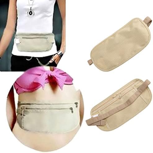 Upgraded Money Belt for Travel Hidden RFID Security Pouch Anti-Theft Passport Fanny Pack for Men & Women Present Gift money pouches for cash small travel money pouch under clothes for men Khaki