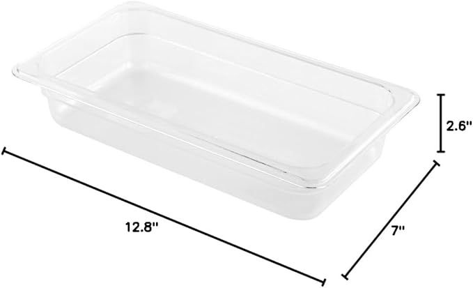 Restaurantware-2.5 Inch Deep Food Pans, 10 1/3 Size Commercial Food Storage Container - Freezable, Break-Resistant, Clear Plastic Cold Pans, Dishwashable, For Kitchens, Restaurants, Or Cafeterias