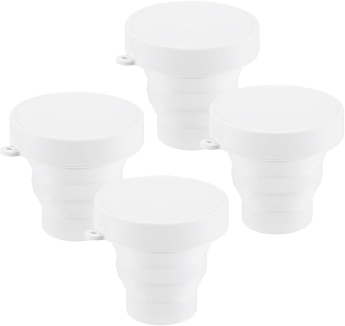 4 Pack Collapsible Travel Cup, 5.7oz(170ml) Silicone Portable Foldable Water Cup Bottle for Travel/Camping/Hiking, Reusable [White]