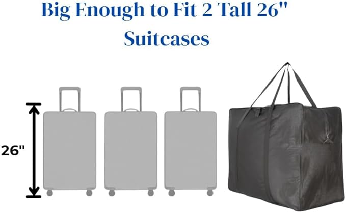 Extra Large Foldable Duffel Bag for Travel – Heavy-Duty Cargo Bag with Zippers & Reinforced Handles, TSA Approved, Water-Resistant, Security strap 36x27x16inch, load up to 120 lb