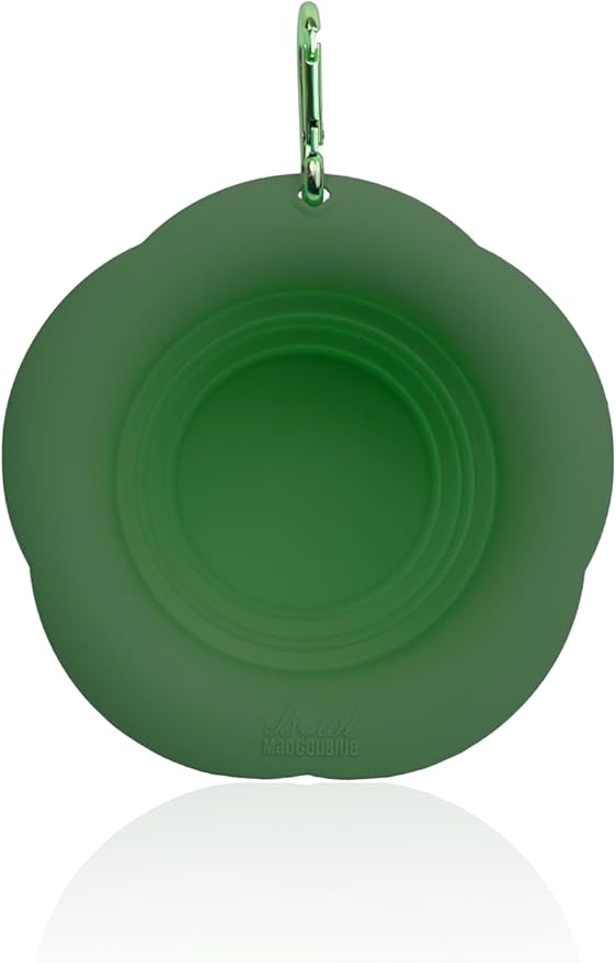 Silicone Collapsible Dog Bowls, No Splash Spill Proof Dog Travel Bowls Integrated Molding Portable Pet Bowl for Outdoor Camping Hiking (Green, S)