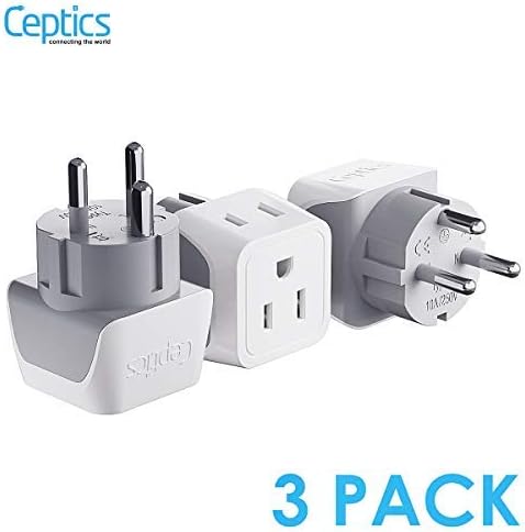 Ceptics Denmark Travel Adapter Plug with Dual USA Input - Power - Type K (6 Pack) - Ultra Compact - Safe Grounded Perfect for Cell Phones, Laptops, Camera Chargers and More (CT-20)