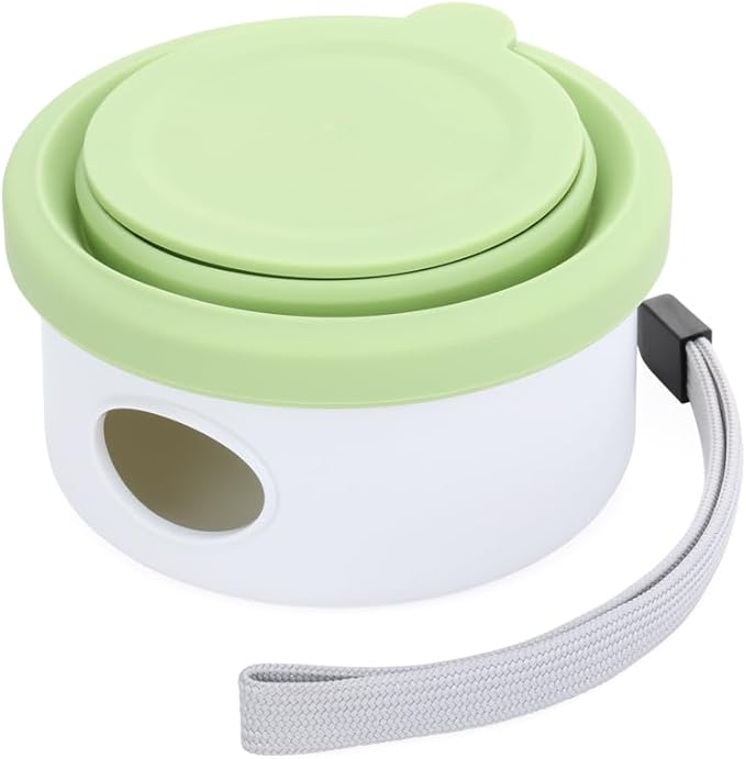 3 in 1 Collapsible Dog Travel Bowls, Small Animals Cats Bowl, Treat Container, Poop Bag Holder with 1 Roll Poop Bags, Portable Pet Silicone Snack Box for Walking, Hiking, Outdoor Camping, Road Trips