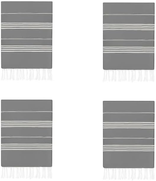 HAVLULAND Turkish Beach Towels Pack 4 – Oversized, Quick-Dry & Sand-Free | Lightweight, Absorbent Bath Towels for Travel, Pool, Vacation & Beach Blanket | 40” x 72” Bulk Set – Grey