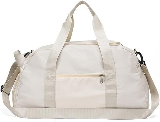 Gym Duffle Bag for Men Women, 3 in 1 Sports Duffle Bag with Shoe Compartment, Large Lightweight Weekender Travel Duffel Bag, Carry on Backpack (Beige)