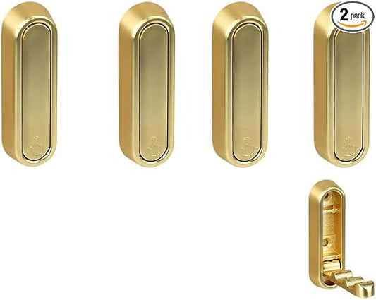 2PC Foldable Wall Hooks - Gold Coat Hooks for Closet, Door & Bathroom | Heavy Duty Folding Hangers for Hanging Coats, Belts, Backpacks, Towels | Space-Saving Wall Hook Set (Gold, 4Pack)