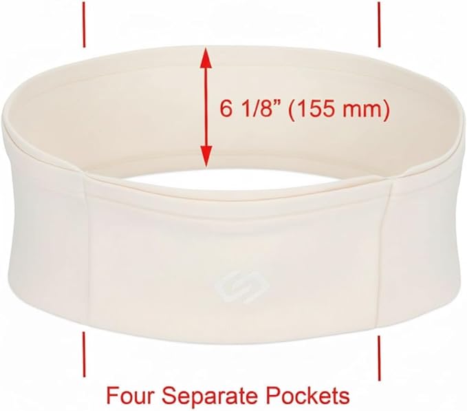 Sporteer VersaMax Anti-Theft Running Belt - Secure Double-Flap Waist Pack - Fits All Mobile Phones - Pickpocket-Proof Travel Money Belt & Medical Device Holder - Premium Nylon Spandex (Neutral, XS)