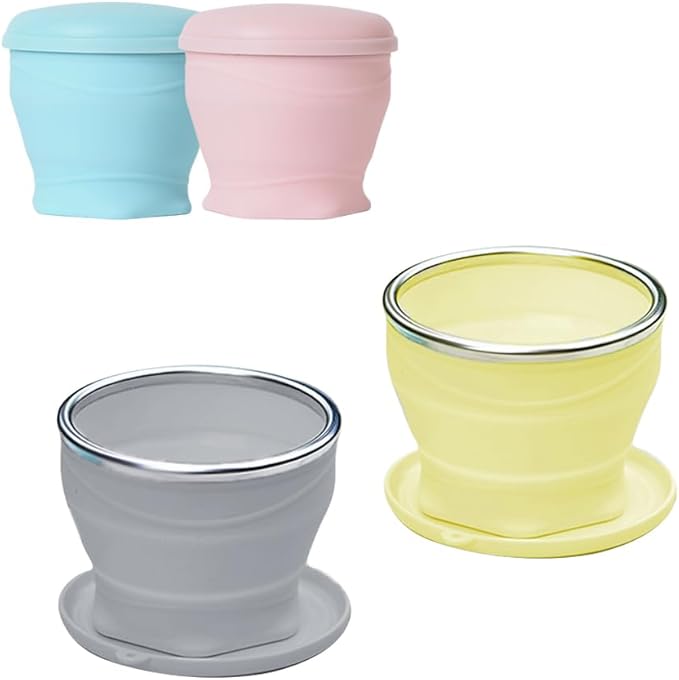 4 Pack Collapsible Travel Cups– Silicone Coffee Mug with Lid 180ML Portable Water Cups for Party Outdoor Camping
