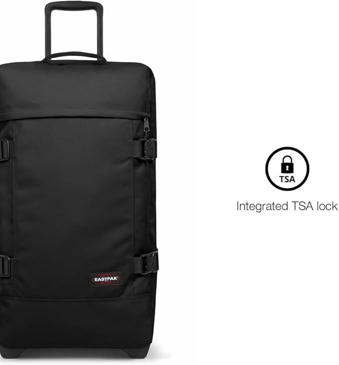Eastpak Tranverz M – 78L Large Wheeled Luggage with Dual Compartments, TSA Lock, Compression Straps & Smooth-Wheeling System, Black