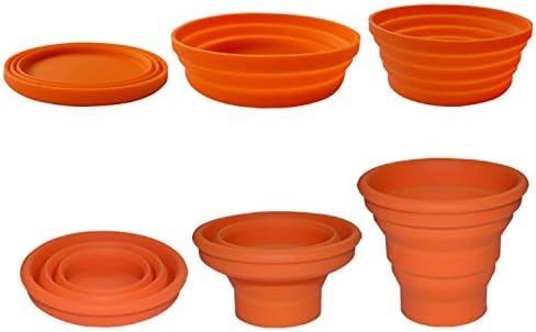 Ecoart Silicone Collapsible Bowl Cup Set with Spork for Outdoor Camping Hiking Travel - Set of 3