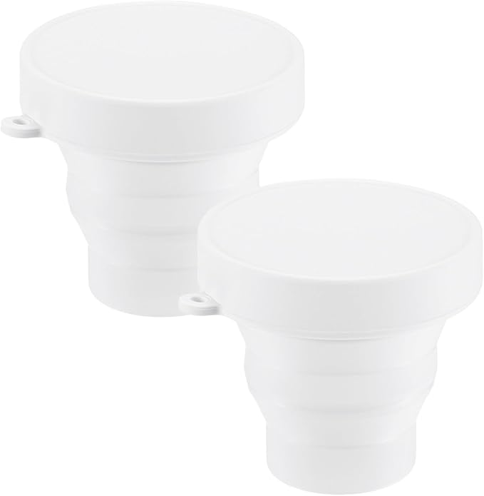 2 Pack Collapsible Travel Cup, 5.7oz(170ml) Silicone Portable Foldable Water Cup Bottle for Travel/Camping/Hiking, Reusable [White]