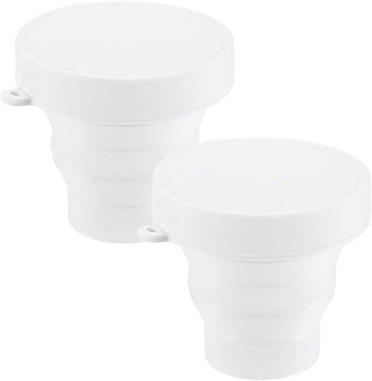 2 Pack Collapsible Travel Cup, 5.7oz(170ml) Silicone Portable Foldable Water Cup Bottle for Travel/Camping/Hiking, Reusable [White]