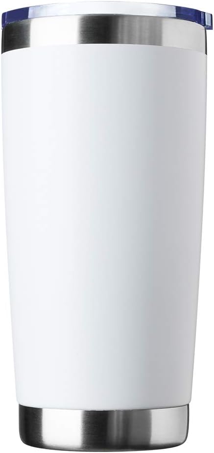 20oz Tumbler Bulk Stainless Steel Vacuum Insulated Tumblers with Lid Double Wall Travel Mug Durable Powder Coated Coffee Cup, Suitable for Ice Drinks and Hot Beverage (White 1pack)