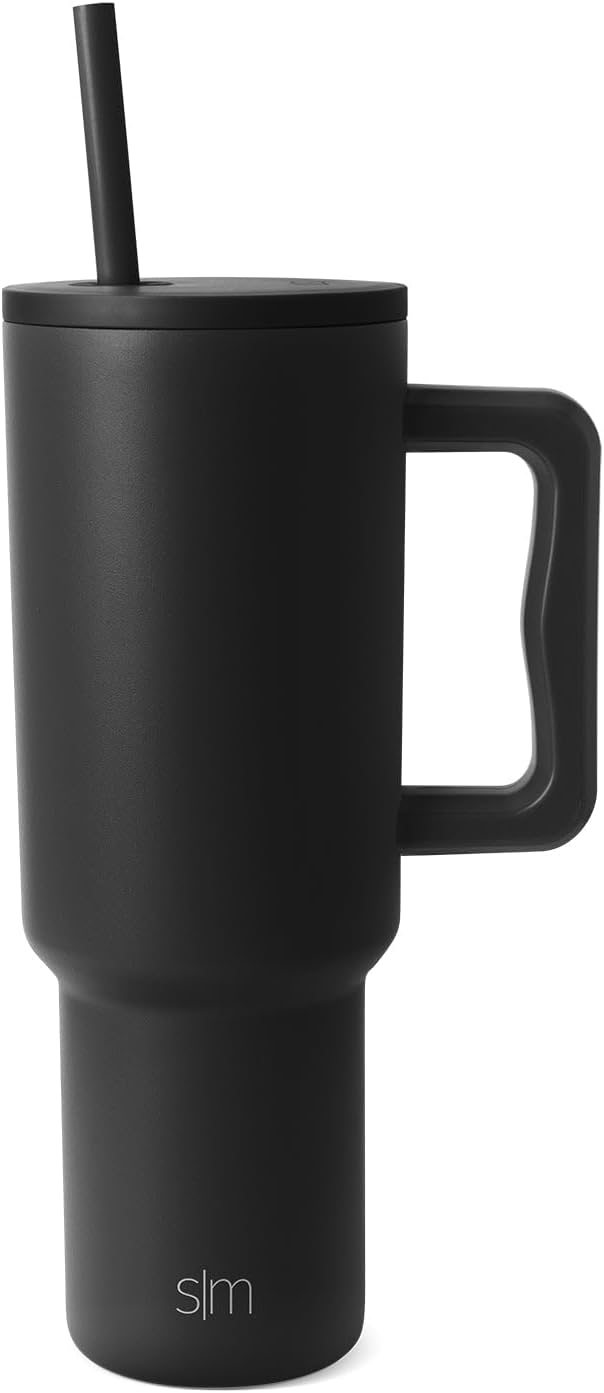 Simple Modern 40 oz Trek Tumbler with Handle and Straw Lid | Cup Holder Friendly Insulated Stainless Steel Travel Mug | Midnight Black,(Pack of 12)