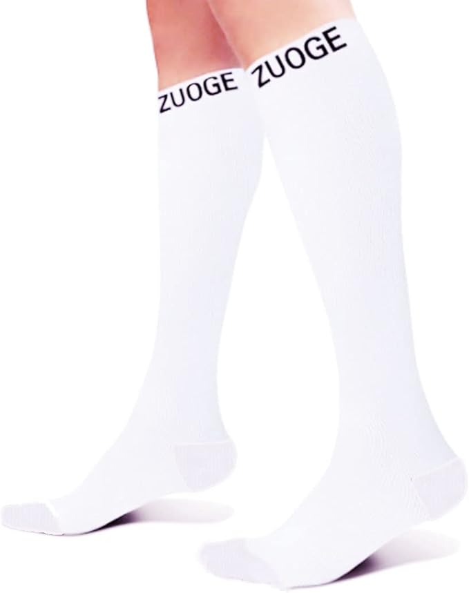 zuoge 6 Pairs Compression Socks Pack - Best Medical, Nursing, Travel & Flight Socks - Running & Fitness - 15-20mmHg