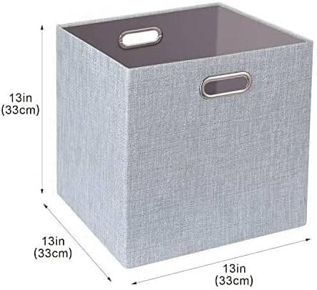 Thicker Fabric Storage Cubes 13 inch Collapsible Storage Bins for Organization, Cubby Storage Boxes for Organizing Shelf Cabinet Bookcase, 2pcs, Sliver Grey