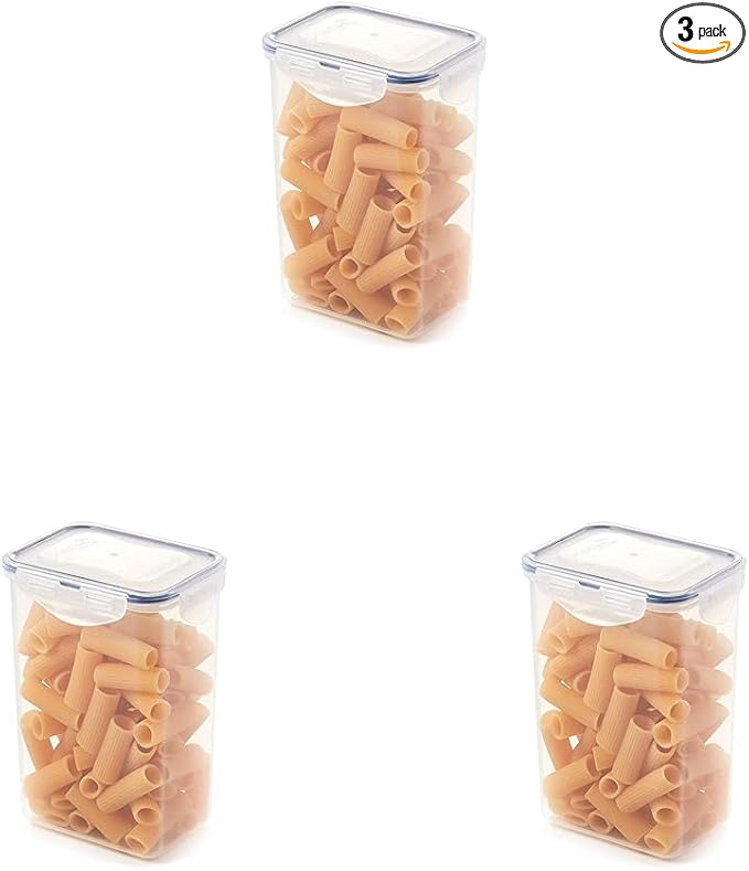 LocknLock Easy Essentials Pantry Rectangular Food Storage Container, 5.5 Cup - Clear (Pack of 3)