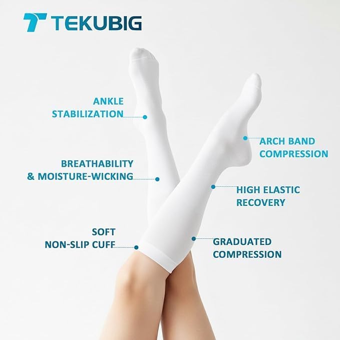 3 Pairs Medical Women Men Compression Socks Knee High 20-30 mmhg Graduated Stocking Support Hose Cute for Running Travel