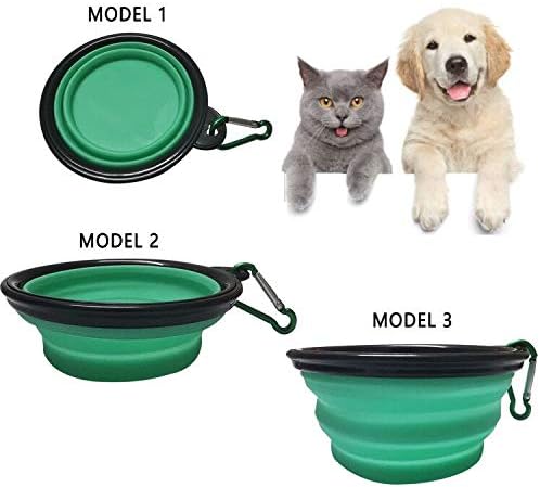 Collapsible Dog Bowl, Silicone Foldable Expandable Cup Dish, for Pet Dog/Cat Food Water Feeding Portable Travel Bowl - Green