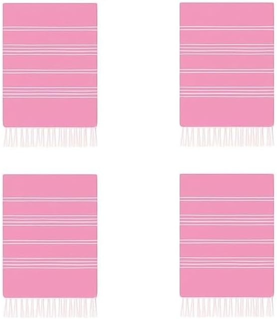 HAVLULAND Turkish Beach Towels Pack 4 – Oversized, Quick-Dry & Sand-Free | Lightweight, Absorbent Bath Towels for Travel, Pool, Vacation & Beach Blanket | 40” x 72” Bulk Set – Pink