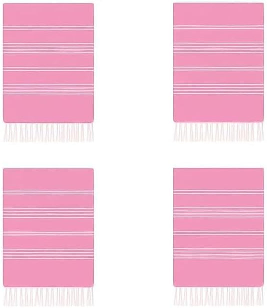 HAVLULAND Turkish Beach Towels Pack 4 – Oversized, Quick-Dry & Sand-Free | Lightweight, Absorbent Bath Towels for Travel, Pool, Vacation & Beach Blanket | 40” x 72” Bulk Set – Pink