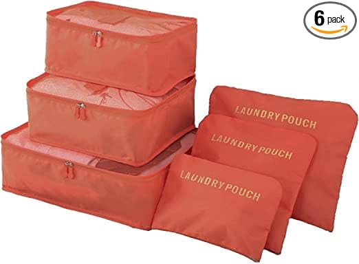 Portable Packing Cubes - Perfect Luggage Organizer Bags, Packing Cubes for Suitcases, Compression Packing Cubes, Travel Bags Organizer for Luggage, Luxurious Travel Cubes, Rust