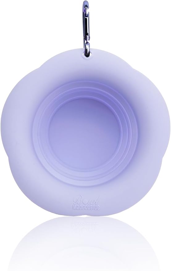 Silicone Collapsible Dog Bowls, No Splash Spill Proof Dog Travel Bowls Integrated Molding Portable Pet Bowl for Outdoor Camping Hiking (Purple, M)