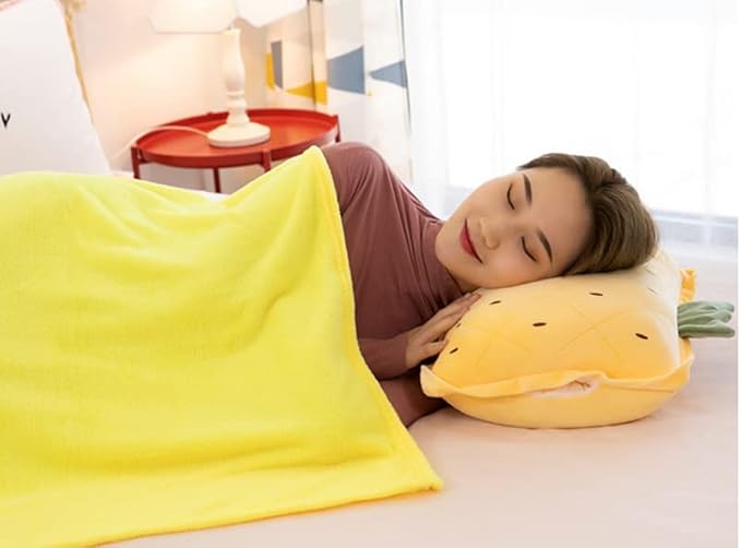 Rikyo 15" Stuffed Fruit Travel Blanket and Pillow Set,3 in 1 Plush Stuffed Hugging Pillow with Warming Hands Pillow Blanket for Kids Gift Travel Airplane Train Bed Office Nap (Carrot - Orange)
