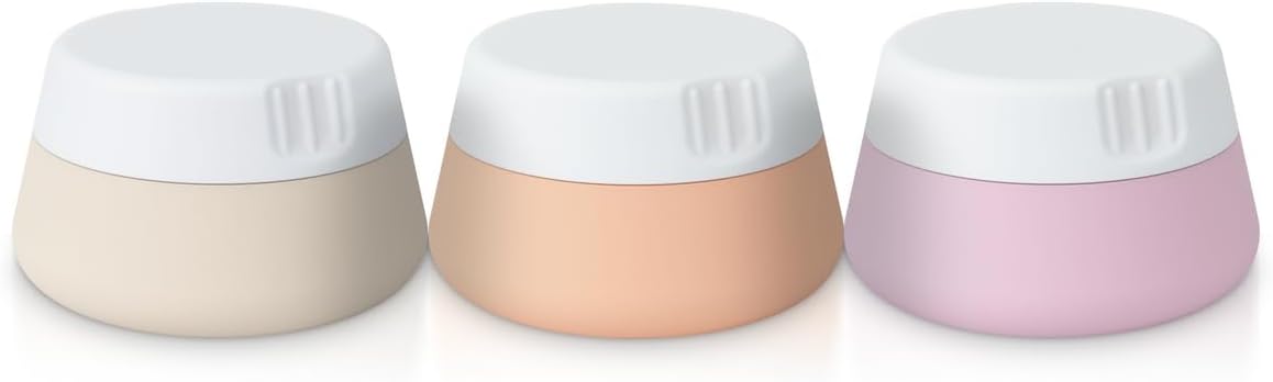 EZY DOSE Silicone Jar, Multi-Purpose Travel-Sized Container, Washable and Reusable, Versatile and Durable Container for Storage, Organizing and Preserving, Pink, Beige, and Peach, BPA Free, 3-Pack