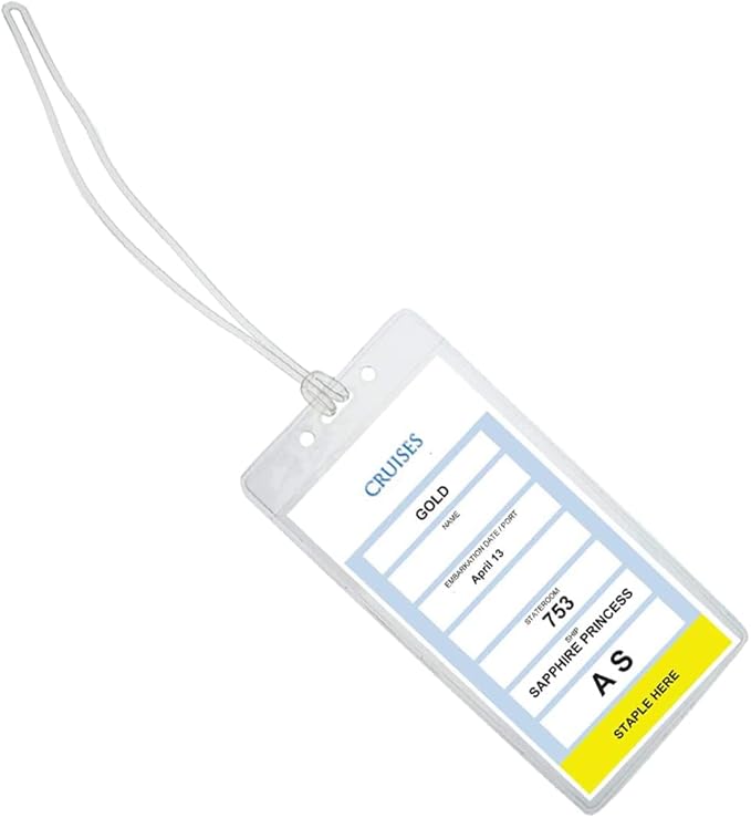 Premium Vinyl Cruise Ship Luggage Tag Holders with 9" Worm Loops by Specialist ID