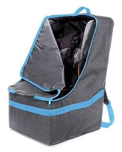 Car Seat Travel Bag — Adjustable, Padded Backpack for Car Seats — Car Seat Travel Tote (Gray with Black Trim)