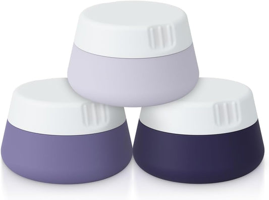 EZY DOSE Silicone Jar, Multi-Purpose Travel-Sized Container, Washable and Reusable, Versatile and Durable Container for Storage, Organizing and Preserving, Grayscale Colors, BPA Free, 3-Pack