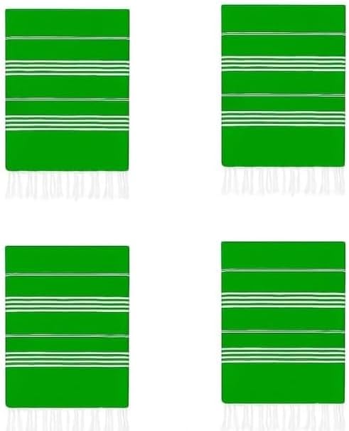 HAVLULAND Turkish Beach Towels Pack 4 – Oversized, Quick-Dry & Sand-Free | Lightweight, Absorbent Bath Towels for Travel, Pool, Vacation & Beach Blanket | 40” x 72” Bulk Set – Green