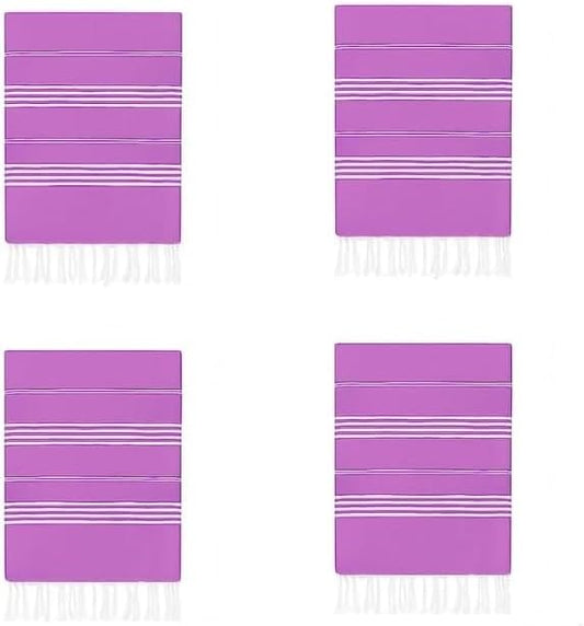 HAVLULAND Turkish Beach Towels Pack 4 – Oversized, Quick-Dry & Sand-Free | Lightweight, Absorbent Bath Towels for Travel, Pool, Vacation & Beach Blanket | 40” x 72” Bulk Set – Purple