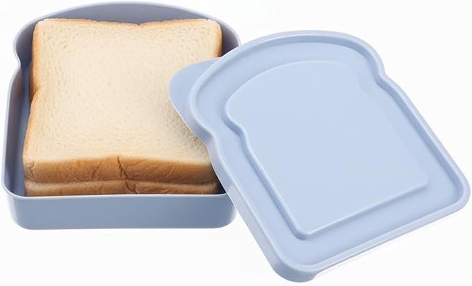 Toast-Shaped Bread Box Container, Microwave-Safe Sandwich & Bread Storage Box, Portable Compact Bread Keeper Lunch Box for Camping, Durable Plastic Food Storage Container(Blue)