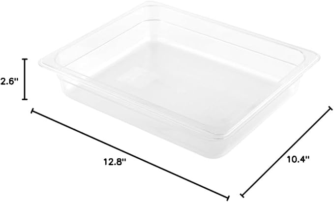 Restaurantware-2.5 Inch Deep Food Pans, 10 1/2 Size Commercial Food Storage Container - Freezable, Break-Resistant, Clear Plastic Cold Pans, Dishwashable, For Kitchens, Restaurants, Or Cafeterias