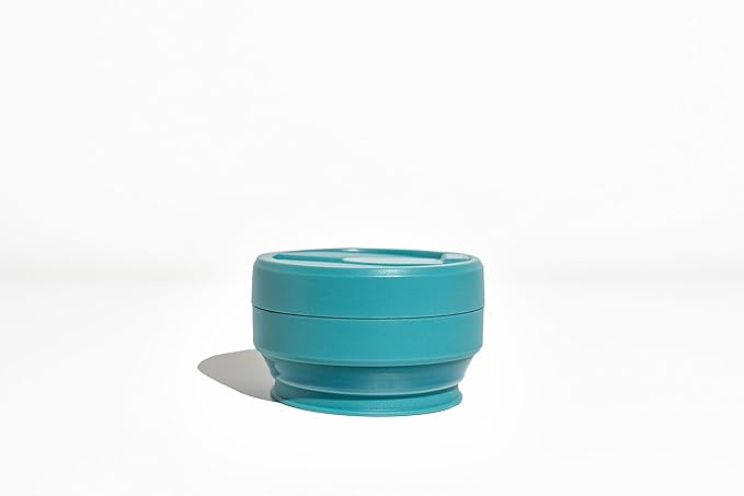 STOJO Collapsible Travel Cup - Reusable To-Go Pocket Size Silicone Bottle for Hot and Cold Drinks - Perfect for Camping - Microwave & Dishwasher Safe (Translucent Eucalyptus, 16, ounces)
