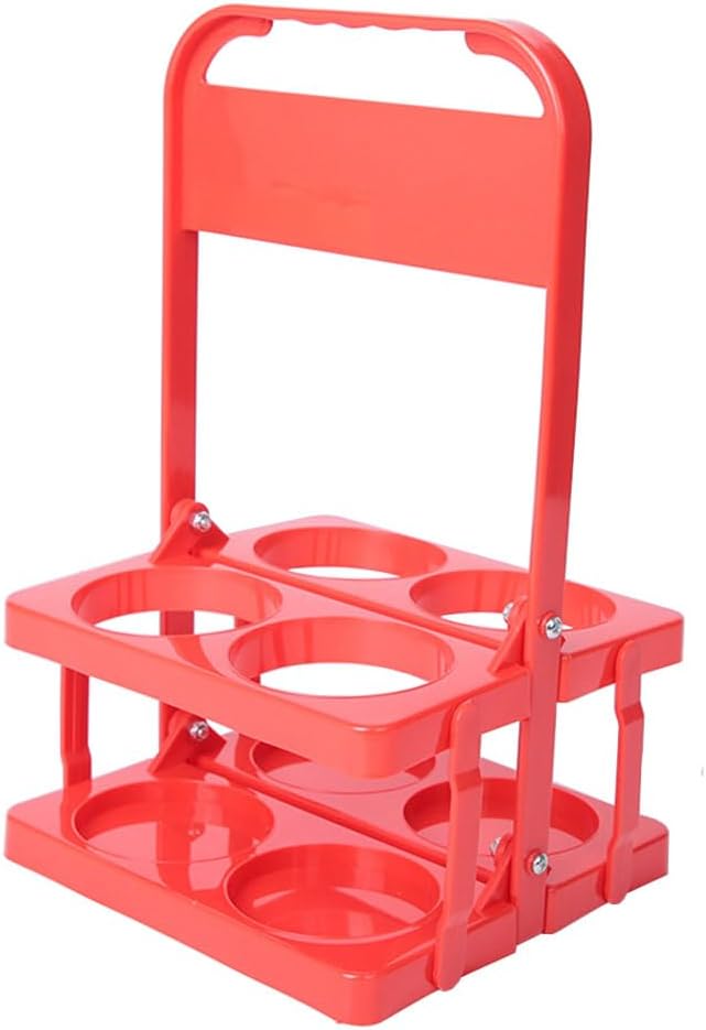 Portable Plastic Drink Carrier,Reusable Red Beer Bottle Coffee Cup Holder,Tea Bottle Drink Caddy for Delivery,4 Holes Cup Holders with Handle for Catering Restaurant Travel Car