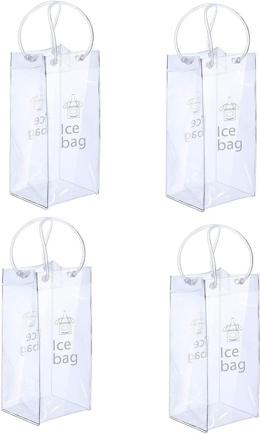 Ice Wine Bag Portable Collapsible Clear Wine Pouch Cooler with Handle for Party,Outdoor,Champagne,Cold Beer,White Wine,Chilled Beverages,Iced Drinks 3 Pack (4)