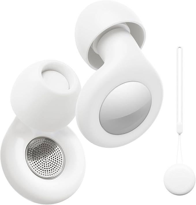 Ear Plugs for Sleeping Noise Cancelling, Reusable Silicone Ear Plugs for Noise Reduction with 8 Ear Tips, Earplugs for Sleep, Concerts, Travel, Snoring (White, One Size)