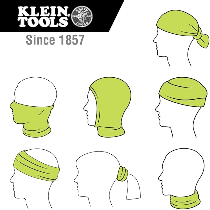 KLEIN TOOLS 60465 Cooling Band for Neck and Face with Evaporative Performance Knit Fabric, Cools Instantly When Wet, UPF 50 Protection, Yellow